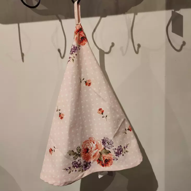 Keittiöliina pyöreä pinkki kukat - Keittiötekstiilit - 8717459827950 - 1