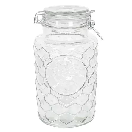 Lasipurkki Hunajakennokuvio ja kukko1,9L - Keittiösäilytys - 8717459664821 - 1