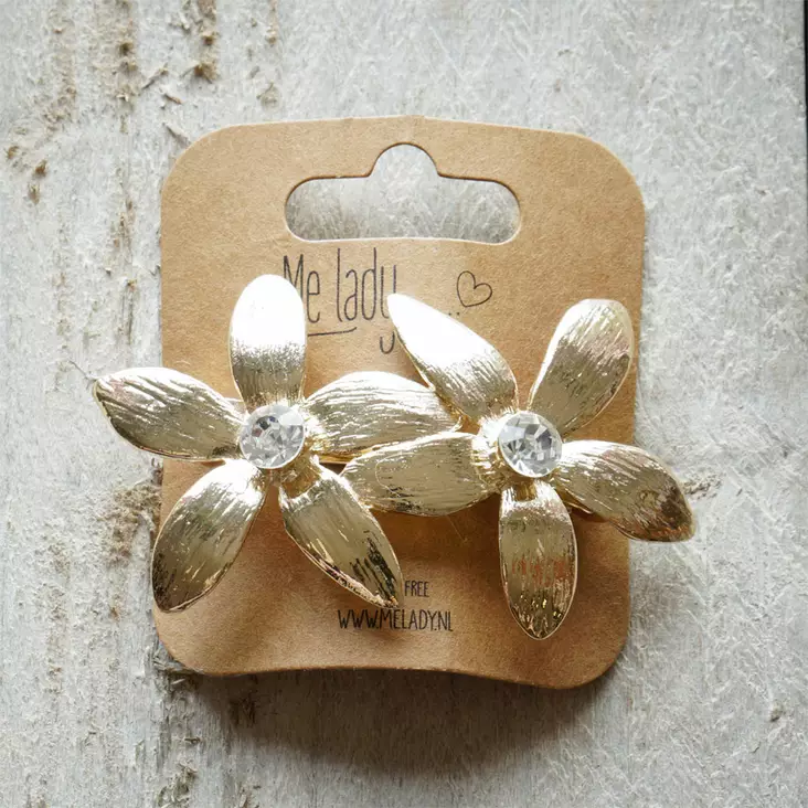 Hiuspinni kullanvärinen Kaksi kukkaa - Muut korut - 7421027002281 - 1