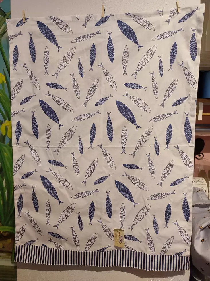 Keittiöpyyhe kalat sinisävyinen - Keittiötekstiilit - 8717459703391 - 1