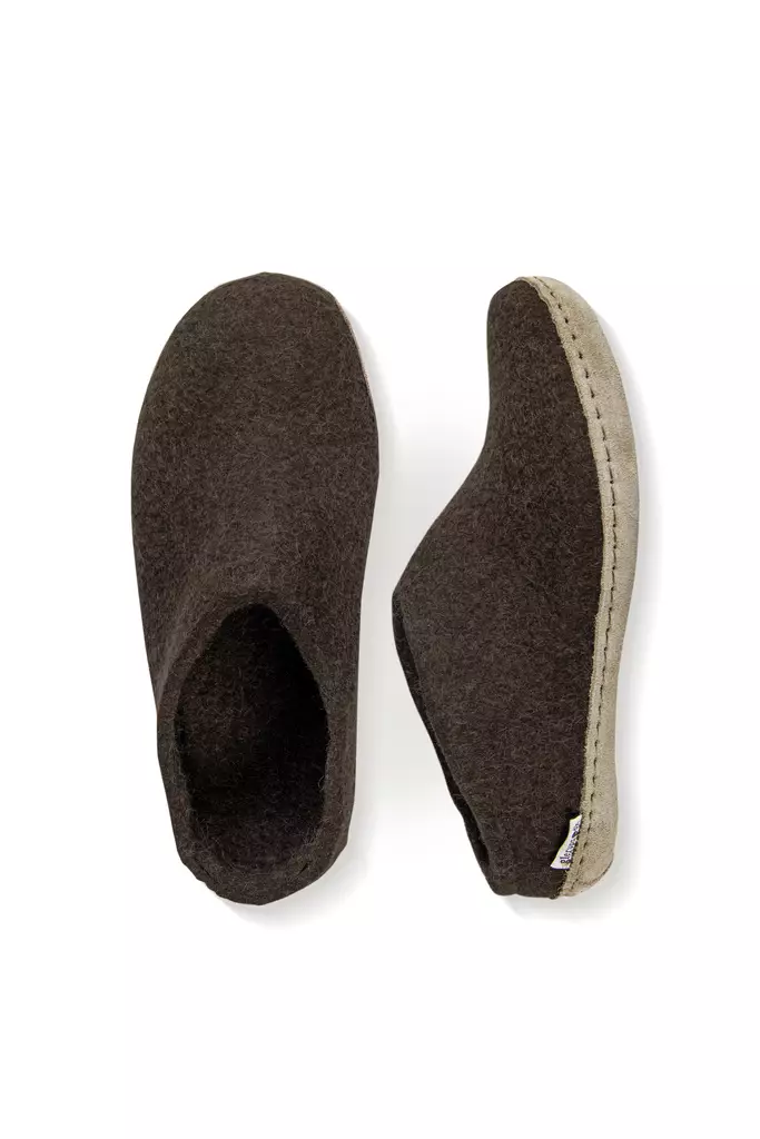 Glerups huopatossut nahkapohjalla matala kanta - Huopatossut - 0211 - 1