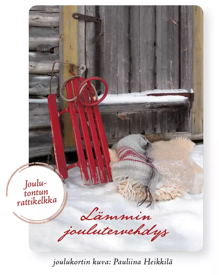 Joulukortti Joulutontun rattikelkka - Joulukortti - 6430035782482 - 1