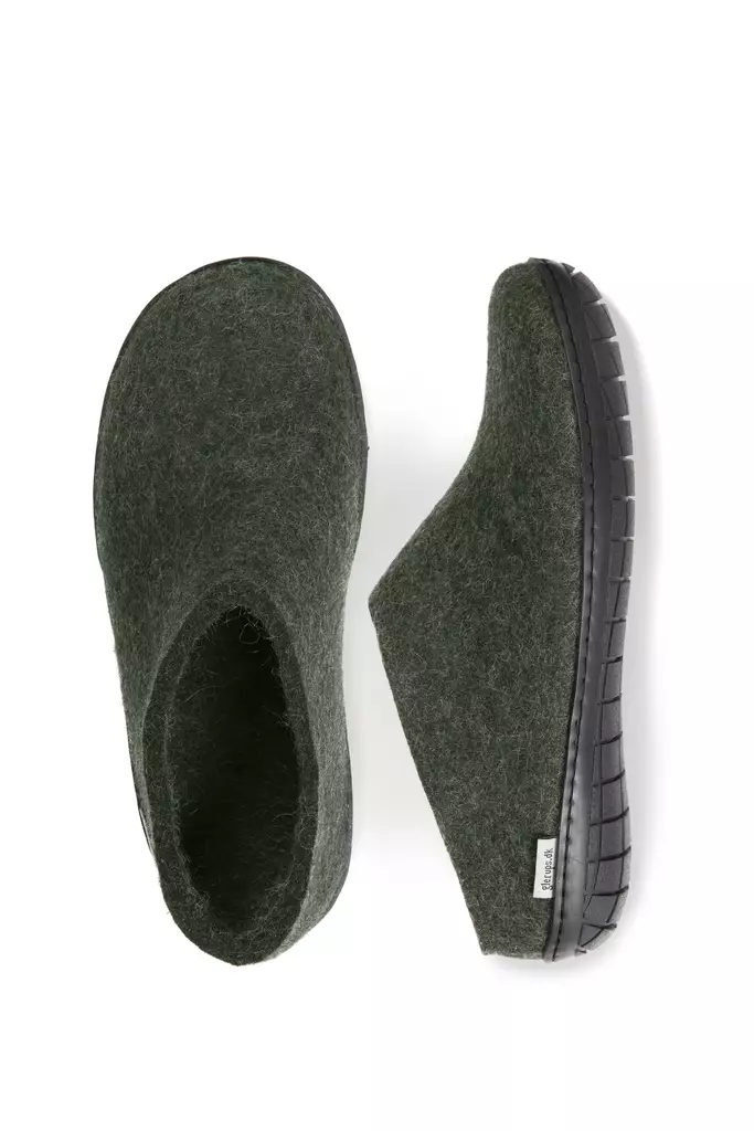 Glerups vihreät huopatossut matalalla kannalla ja kumipohjalla - Huopatossut - 25002 - 1