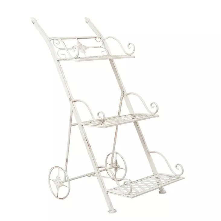 Kukkateline 3 hyllyä valkoinen metalli - Puutarhatarvikkeet - 8717459546653 - 1