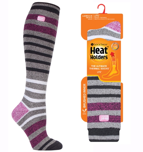 Lämpösukka pitkä Lilaraita 37-42 - Sukat - 5019041142704 - 1