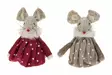 Hiiri 8cm harmaa tai punainen mekko - Joulukoristeet - 6412740109105 - 1
