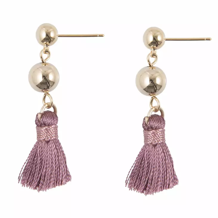 Nappikorvakorut violetti tupsu - Korvakorut - 8717459637696 - 1