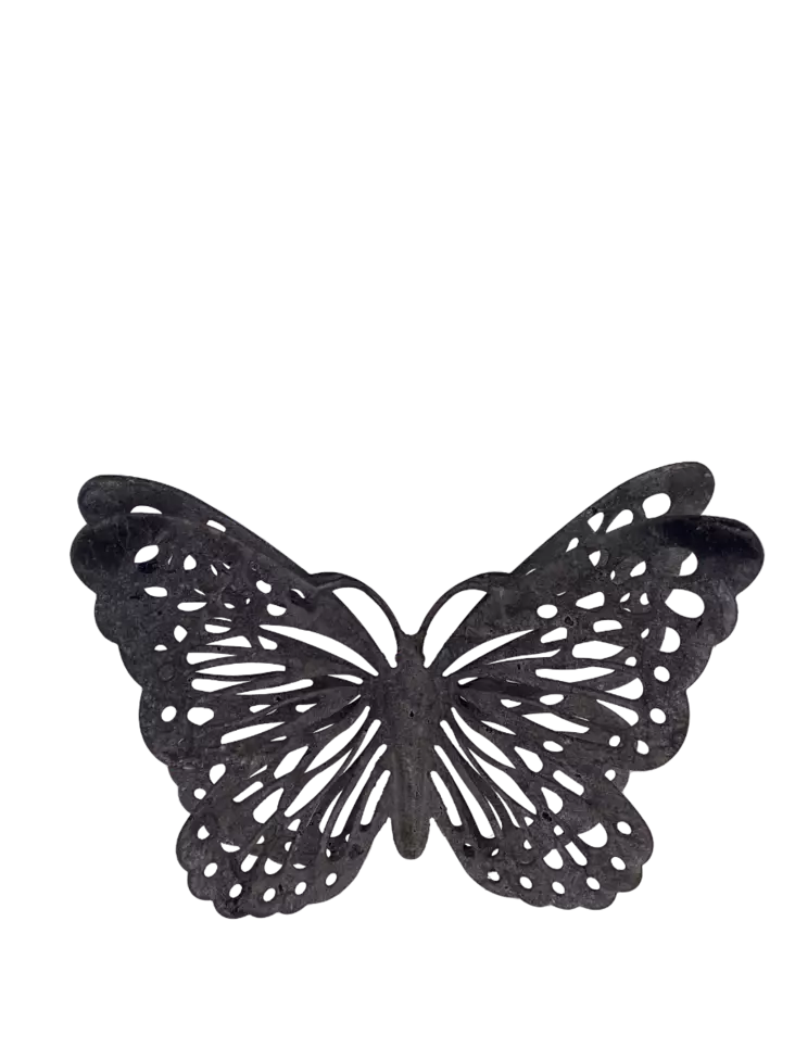 Metalliperhonen harmaa 29cm - Pihakoristeet - 7332488211856 - 1