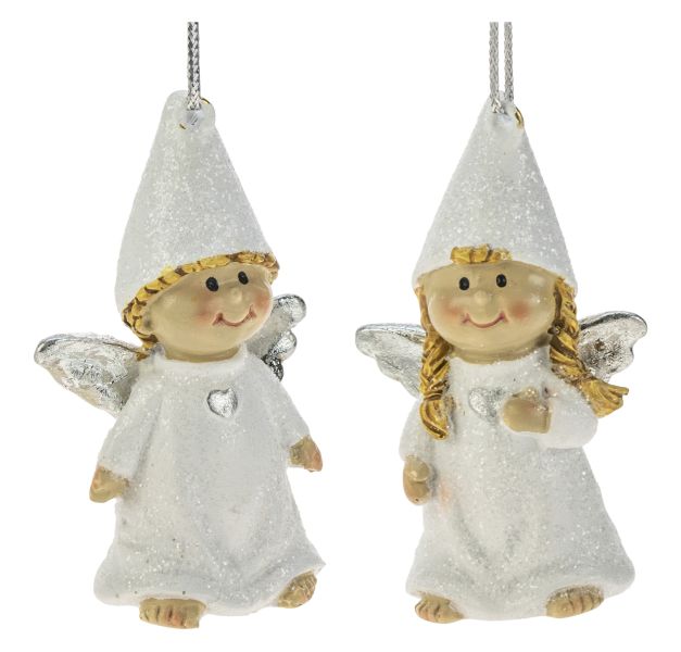 Lakkienkeli 5,5 cm lajitelma - Joulukoristeet - 6412740108757 - 1