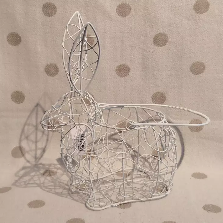 Metallikori pupu valkoinen sangalla - Korit ja säilytys - 8717459804357 - 1