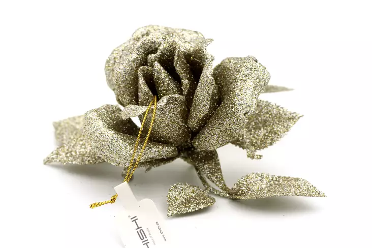 Roikkuva glitter ruusu hopea - Koriste-esineet - 4741293528289 - 2